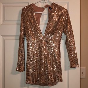 Sequin rose gold romper